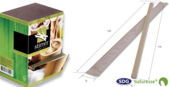 Langer Holzspatel für Kaffee, einzeln verpackt 19 cm - 13786 ex 507/LI