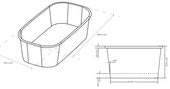 850RS 2PE 185X116X64 RECTANGULAR WHITE TRAY  