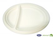 Zellulose Pulpa Oval Teller 2 Faecher 26x19cm - 12349 ex 12246